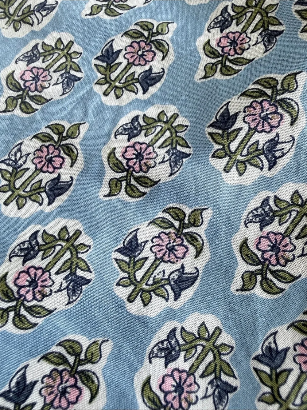 J.Crew Blue Floral Smocked Midi Dress S Cotton Puff Sleeve Cottagecore
